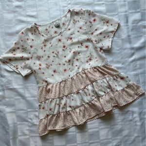 Paper Crane Lightweight Baby Doll Floral Tiered Top